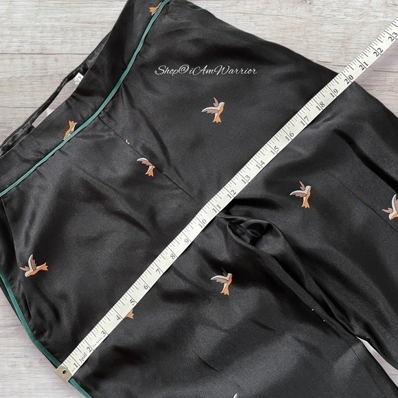 Victoria Beckham NWT black silk twill bird print pants *shop@iamwarrior - Picture 7 of 10